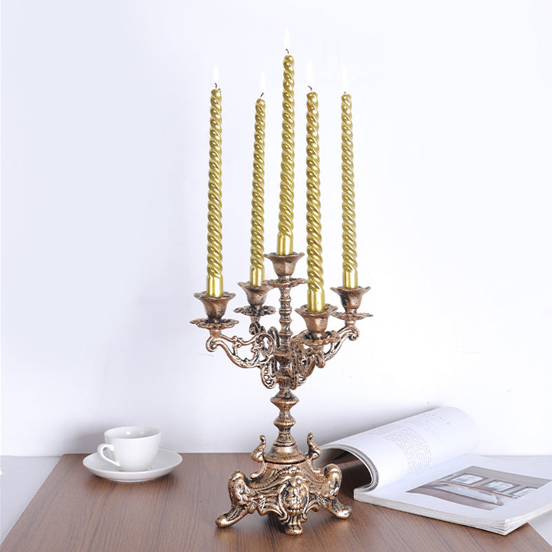 Vintage Cast Iron Carved Candle Holder Ornaments