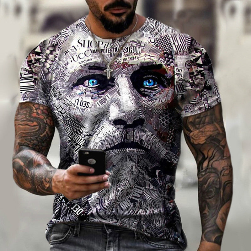 Men's Casual Slim-Fit Top Fashionable 3D Printed Men's Clothing
