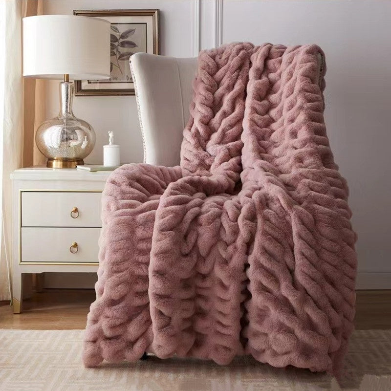 Thickened Warm Leisure Sofa Rabbit Plush Blanket
