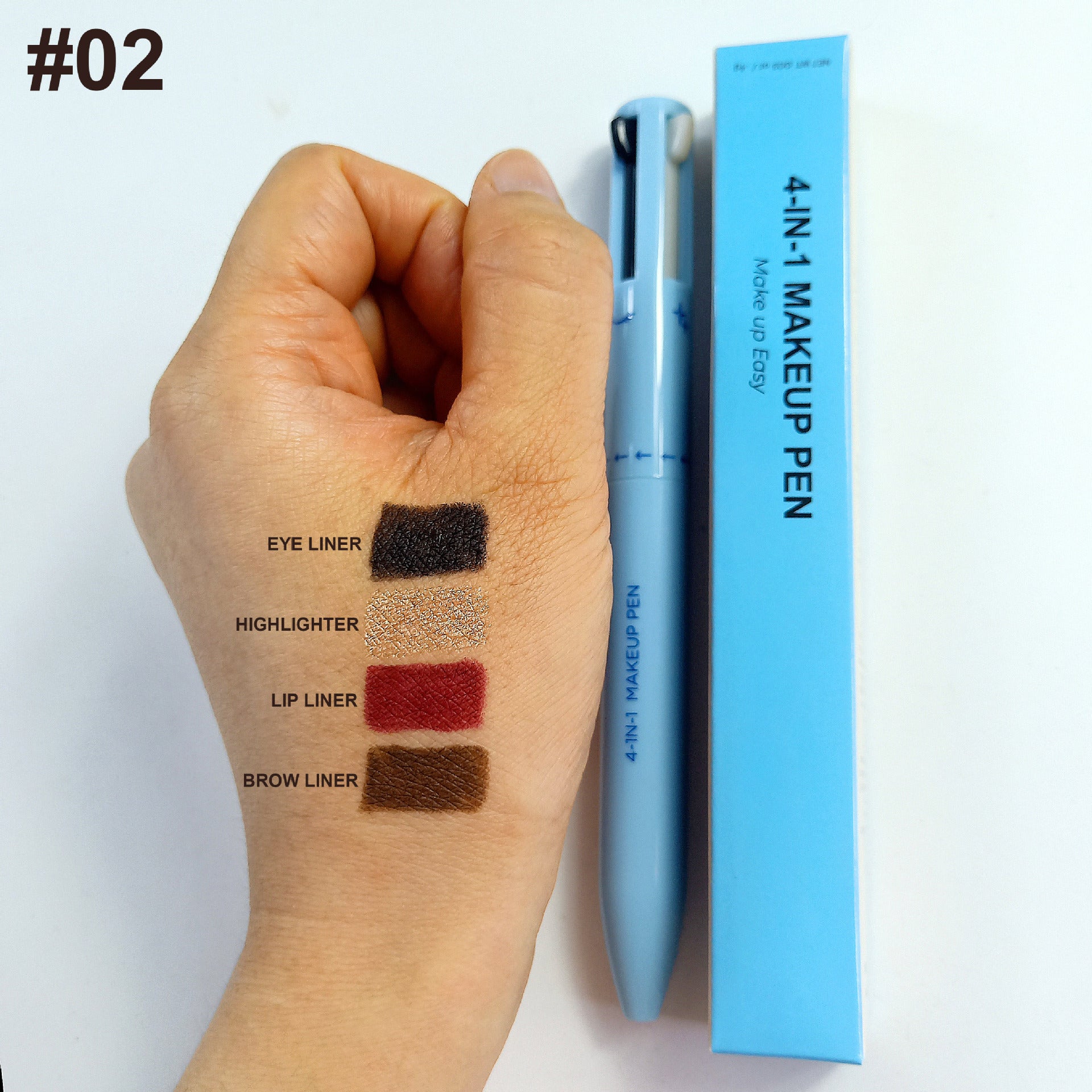 Four-In-One Cosmetic Brush Four-Color Highlight Lip Liner Eyeliner Eyebrow Pencil