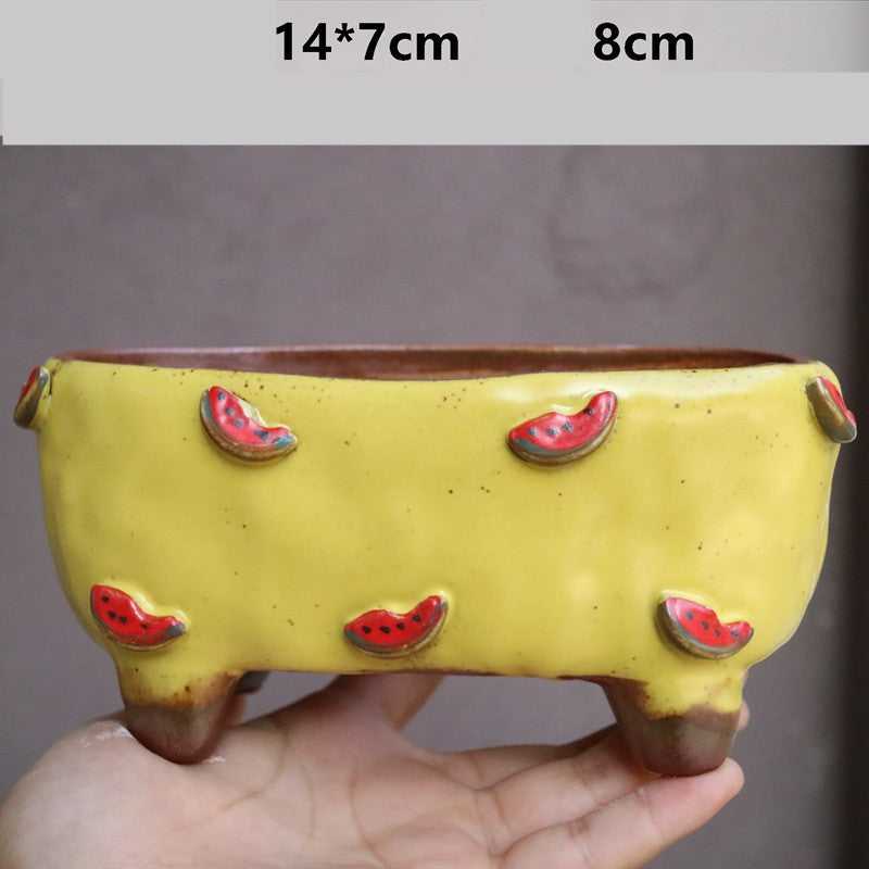 Strawberry Stoneware Succulent Plant Pot