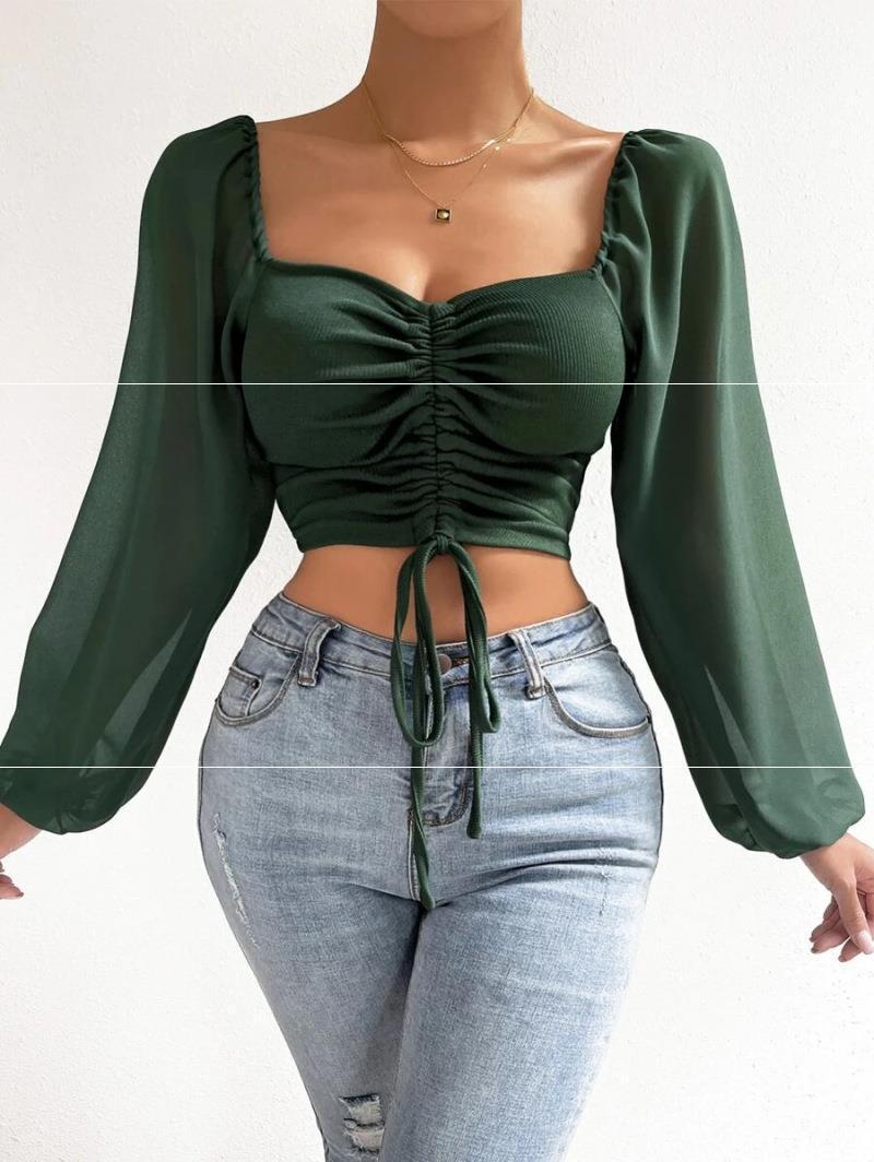 Women V-Neck Mesh Sexy Top