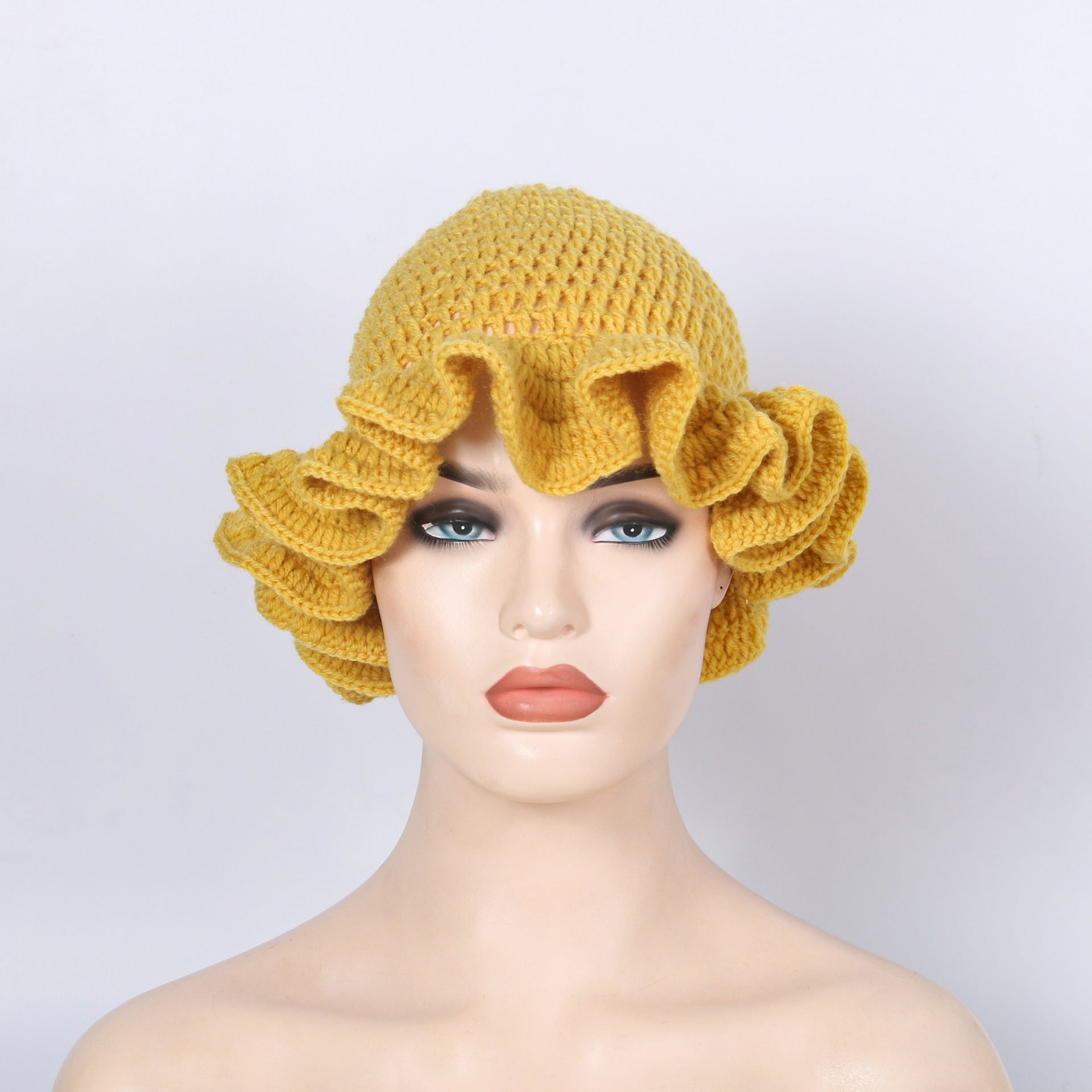 Knitted Lace Bamboo Hat Ruffled Hat Fashion