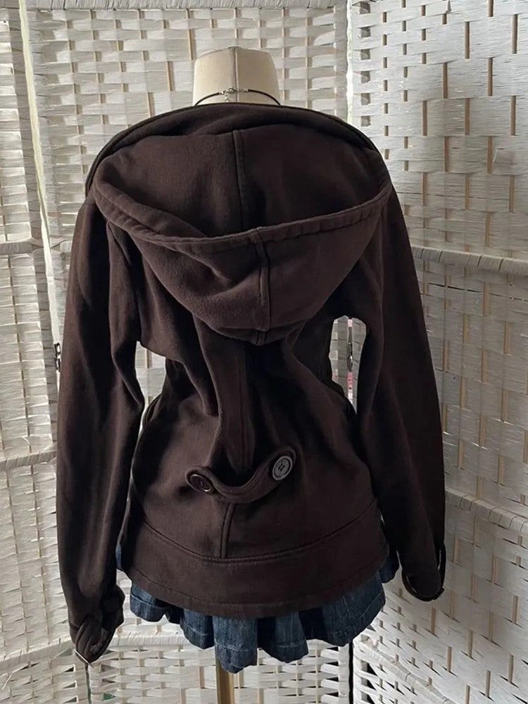 Womens Retro Double-Breasted Short Coat