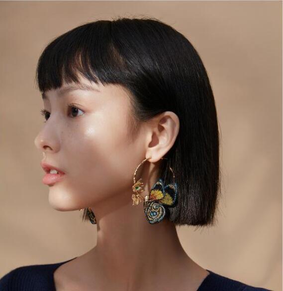 Butterfly Earrings New Embroidery New Chinese Temperament Ring