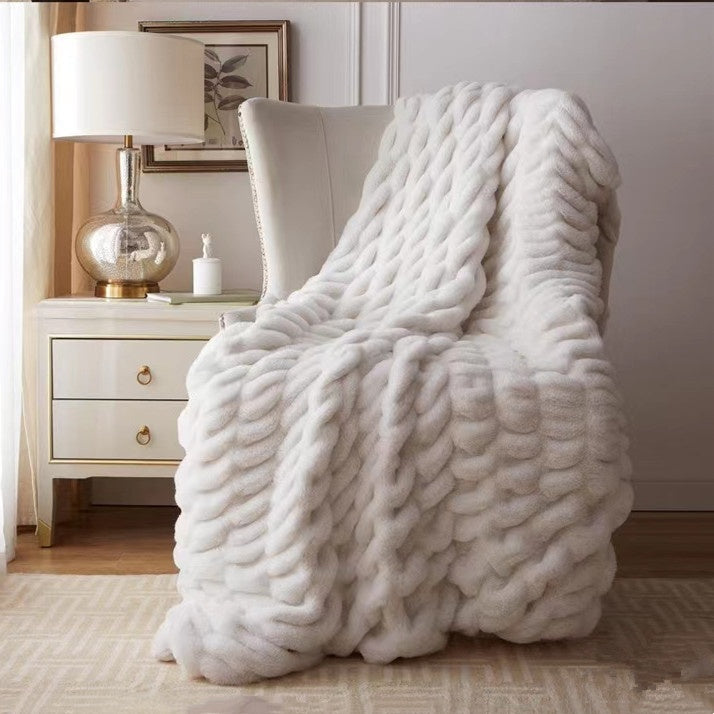 Thickened Warm Leisure Sofa Rabbit Plush Blanket