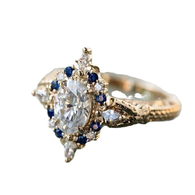 Minority Fashion Ring Gold-Plated Inlaid