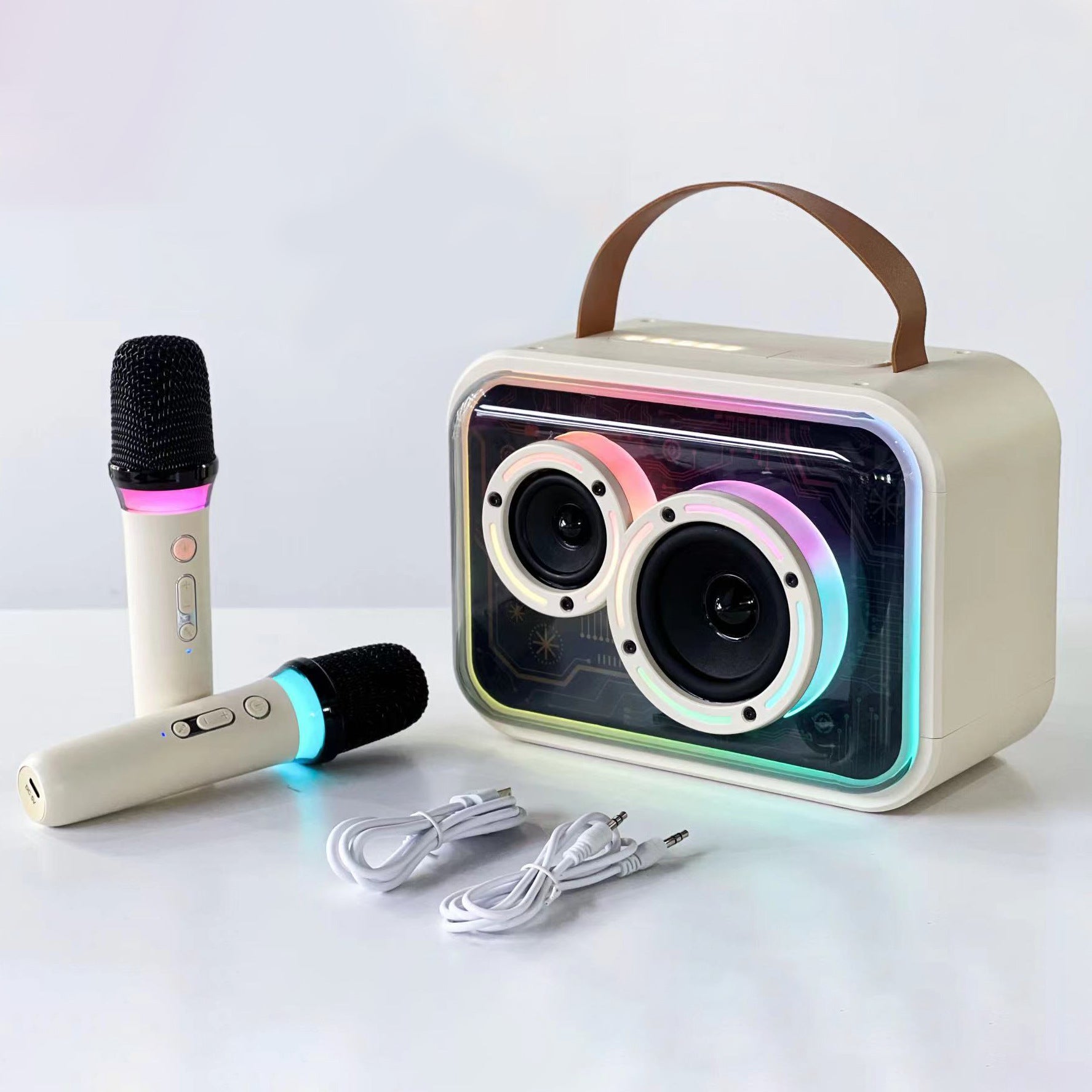 Bluetooth-Compatible Speaker Colorful RGB Portable Karaoke Wireless Stereo