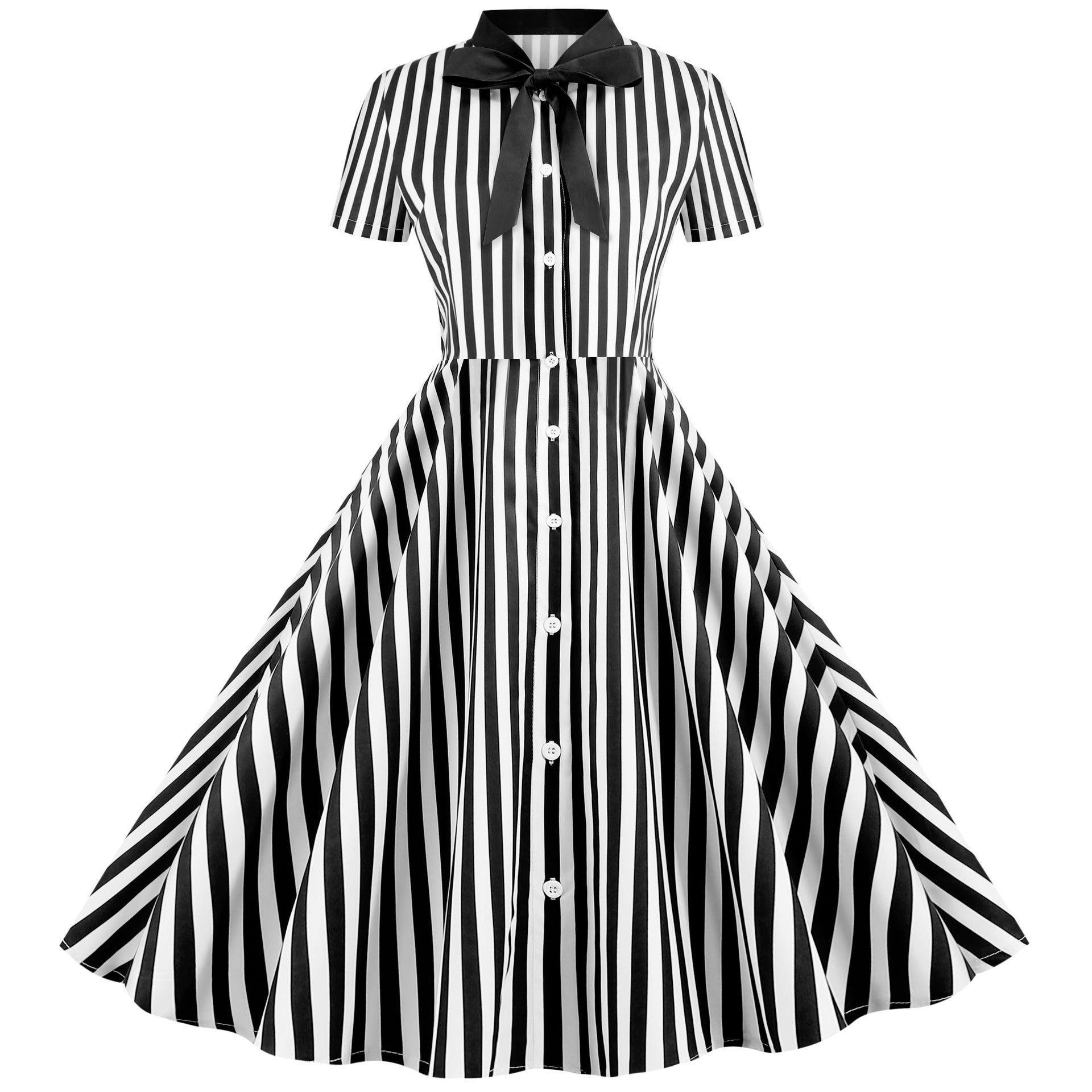 Waist Slimming Printed Large Swing Dress