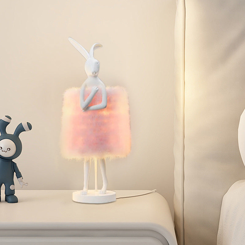 Nordic Bedroom Bedside Rabbit Feather Table Lamp