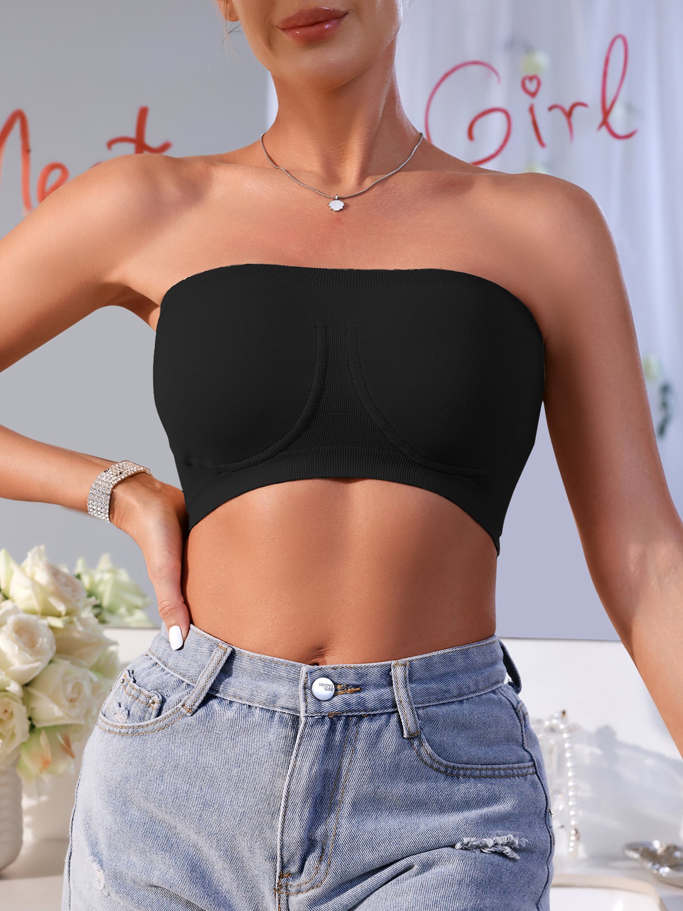 3PCS EssElegance Strapless Seamless Bandeau Tube Bra - Wire-Free Non-Slip Design, High-Stretch & Breathable For Backless Dresses, Daily Comfort