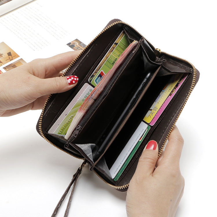 Women's Long Wallet Printed Single-Pull Mobile Phone Bag Clutch