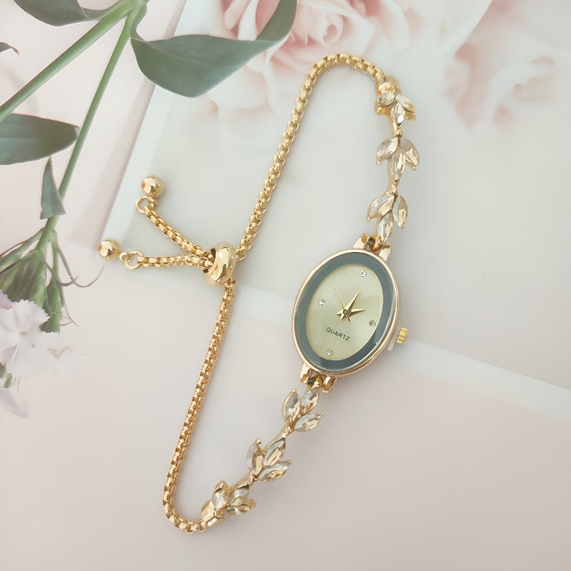Wheat Diamond Women's Watch Free Adjustment Pull-Out Women's