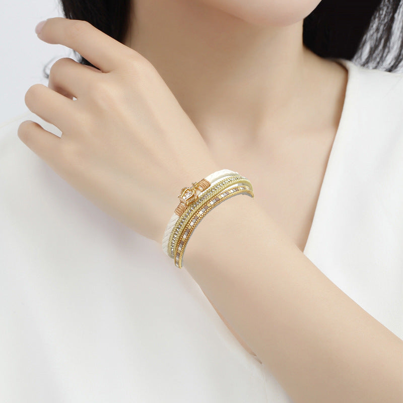 Fashion Female Bracelet Crown Leather