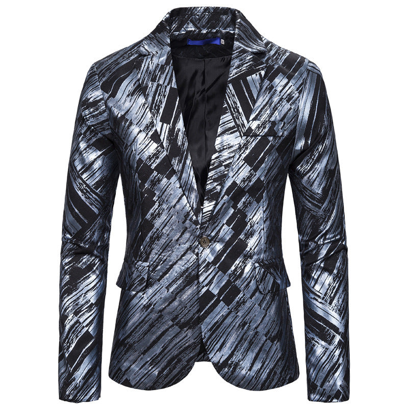 Fashion Print European Size Single-Breasted Men's Suits