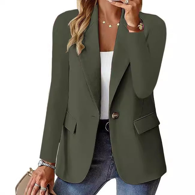 Fashion Casual Women Blazer Long-Sleeved Solid Color Casual Cardigan Small Suit Jacket For Women Elegant Office Lady Outerwear