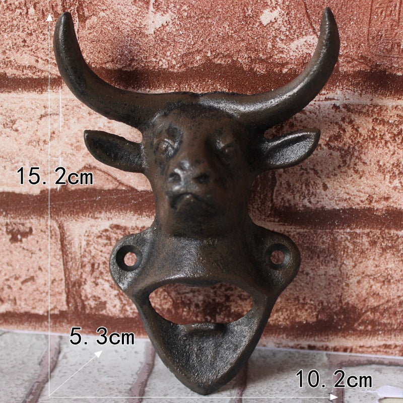 Retro Creative Cast Iron Beer Corkscrew Wall Mounted