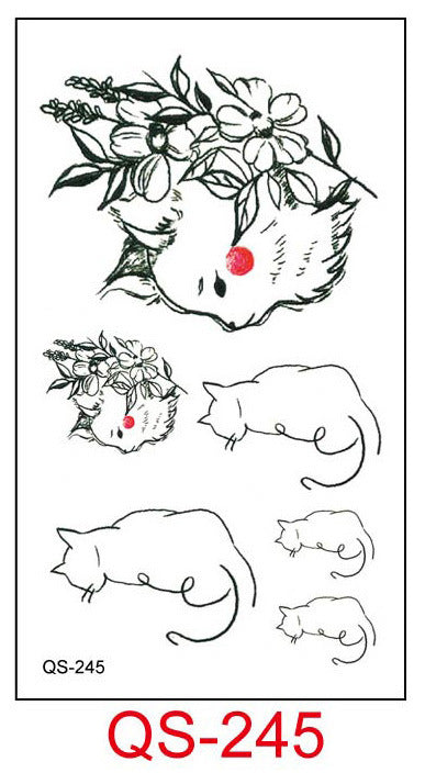 Cover Scars Lasting Harajuku Cat Cartoon Men And Women Waterproof Tattoo Stickers