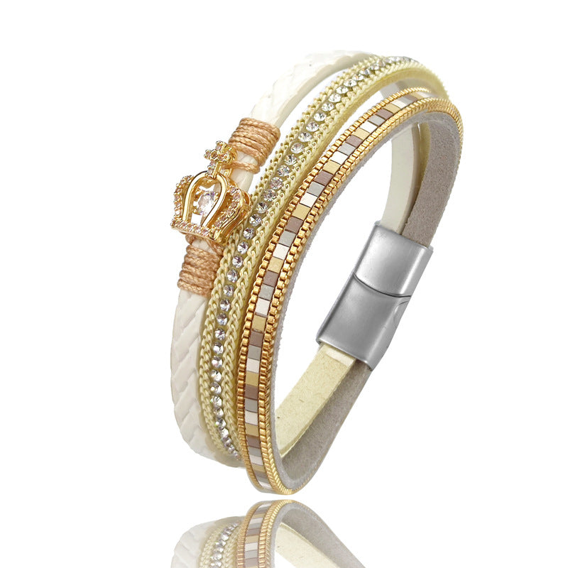Fashion Female Bracelet Crown Leather