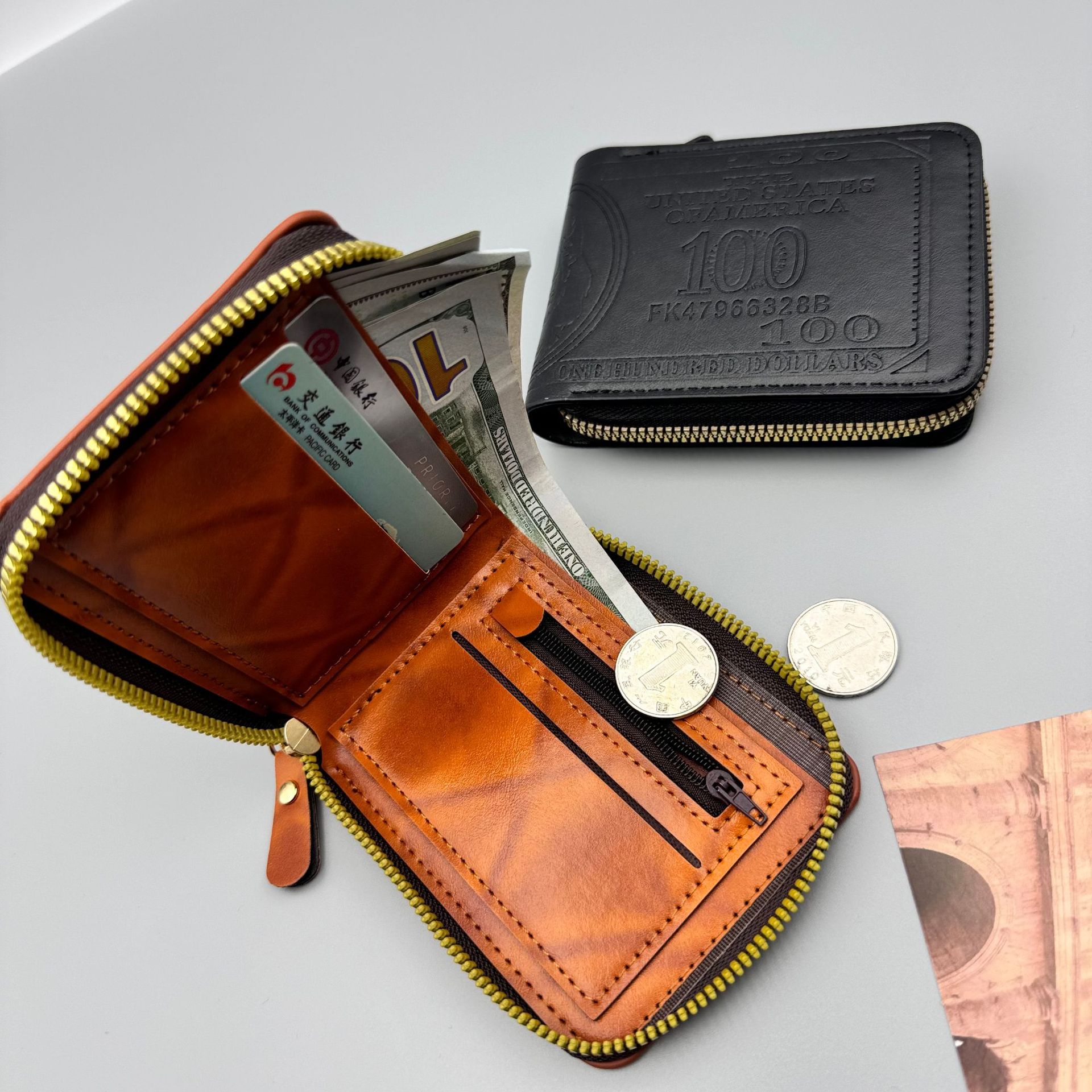 Personalized Dollar Men's Two-Fold Buckle Multiple Card Slots Wallet Purse