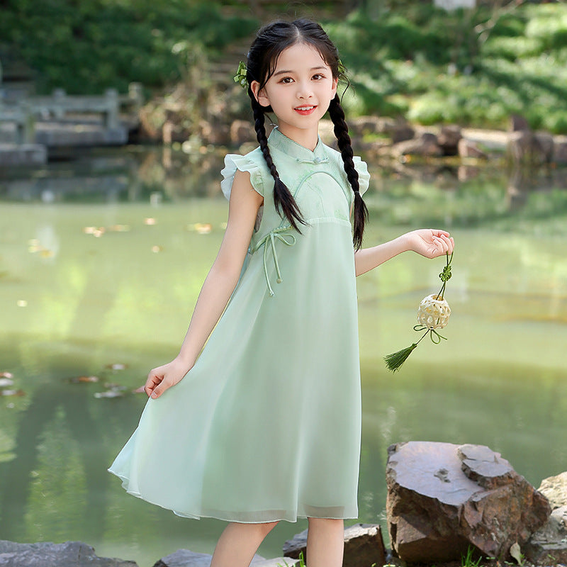 New Chinese-Style Cheongsam For Girls New Chinese-Style Hanfu Dress