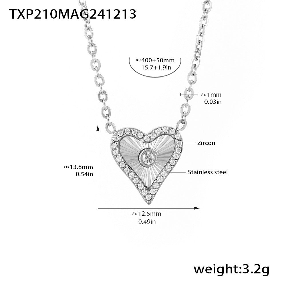 Double-Layer Flower-Picking Heart-Shaped Diamond Top Chain