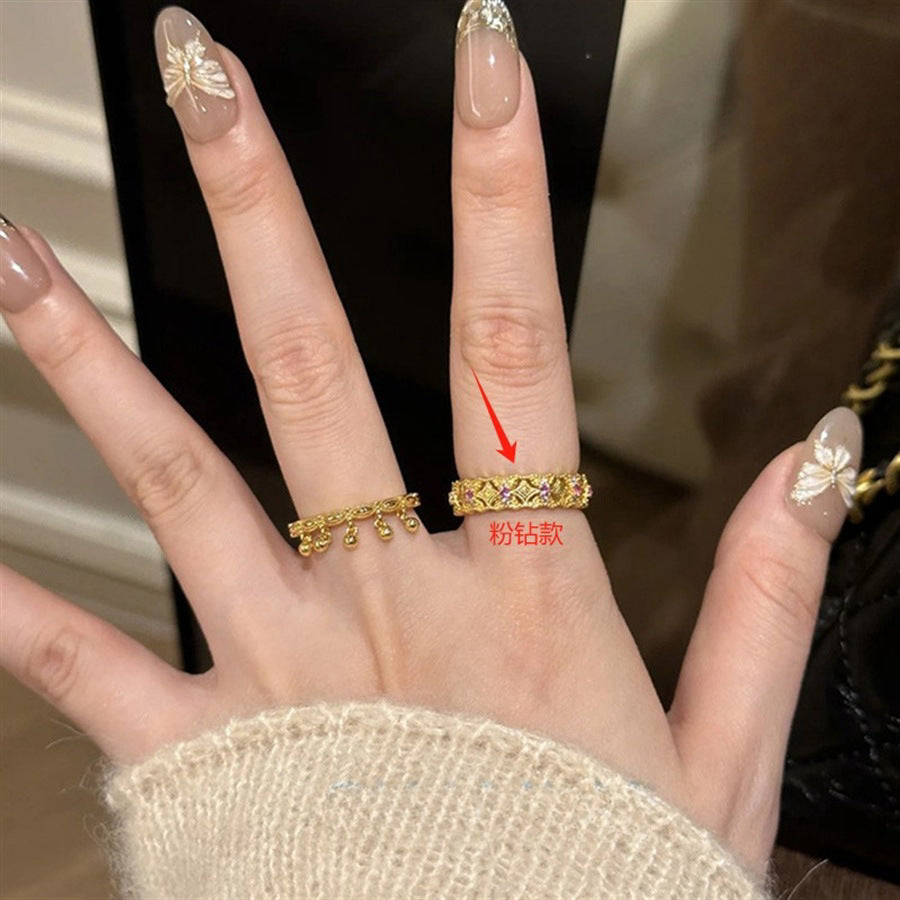 Antique Zircon Brushed Ring Female Retro Minority