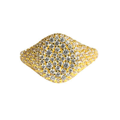 S925 Silver Tide Full Diamond Square Net Red Simple Cold Style Personality Ring