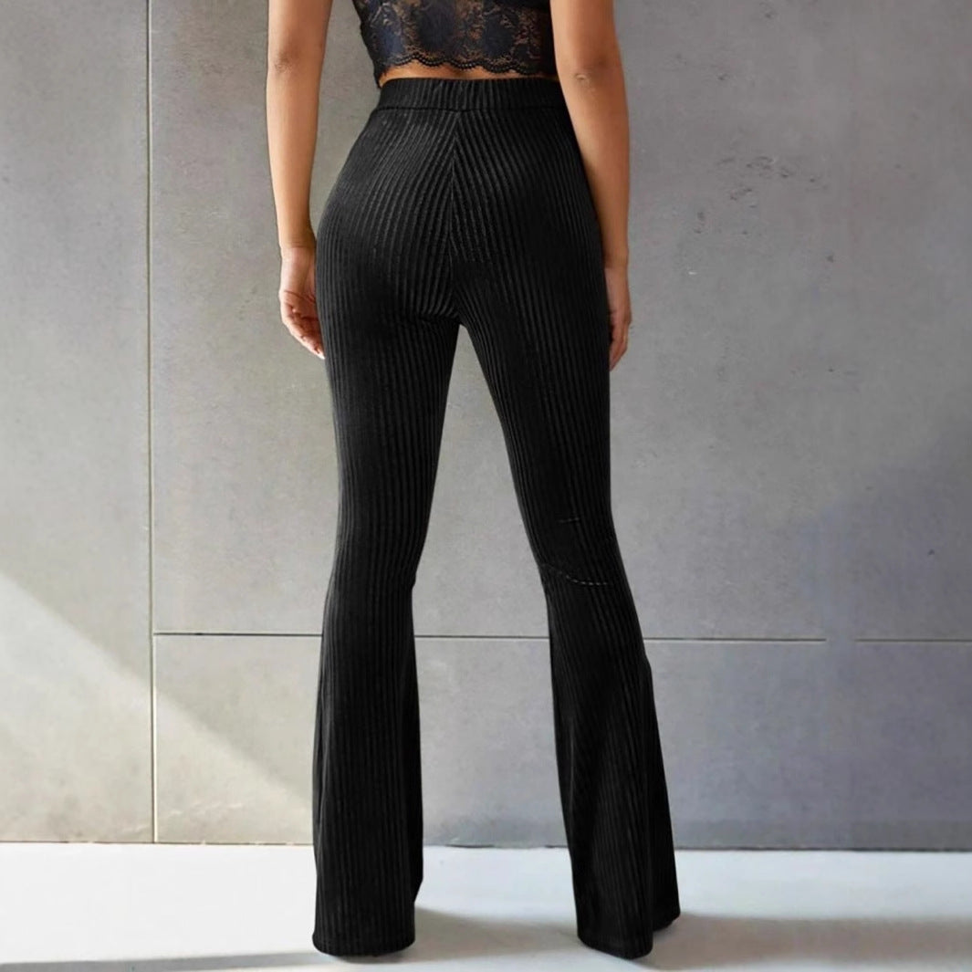 High Waist Lamp Wick Corduroy Bell-Bottom Pants Wide Leg