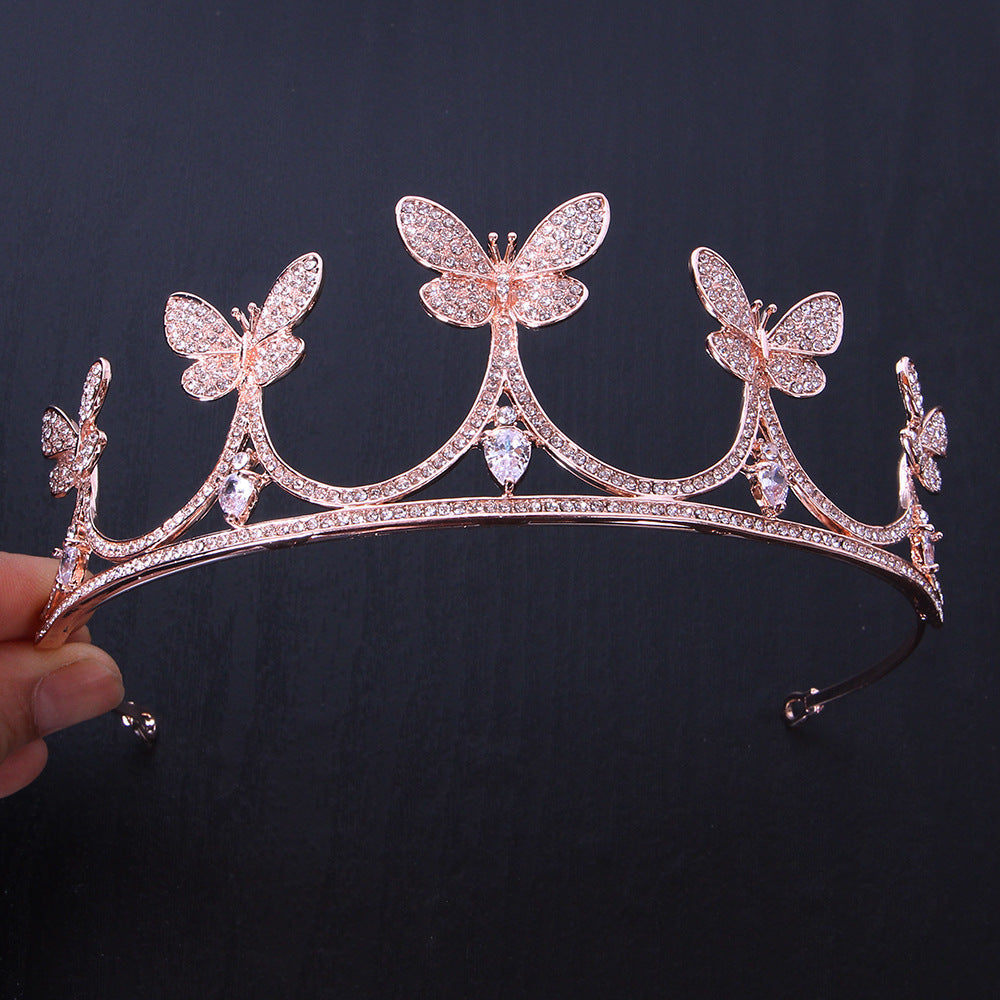 Butterfly Bride Zircon Alloy Crown Tiara Wedding Party Tiara