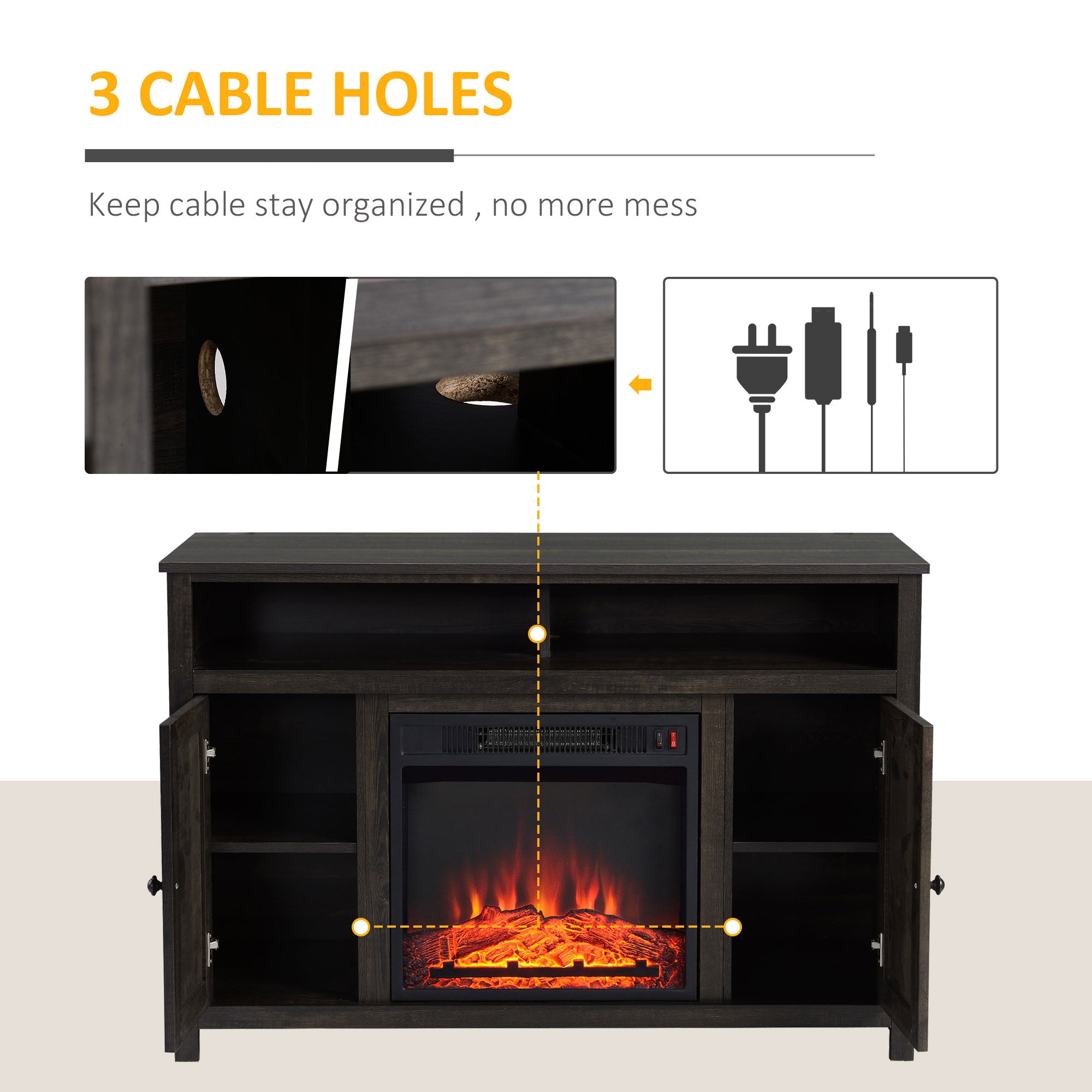 Electric Fireplace TV Stand for TV's up to 50" Flat Screen