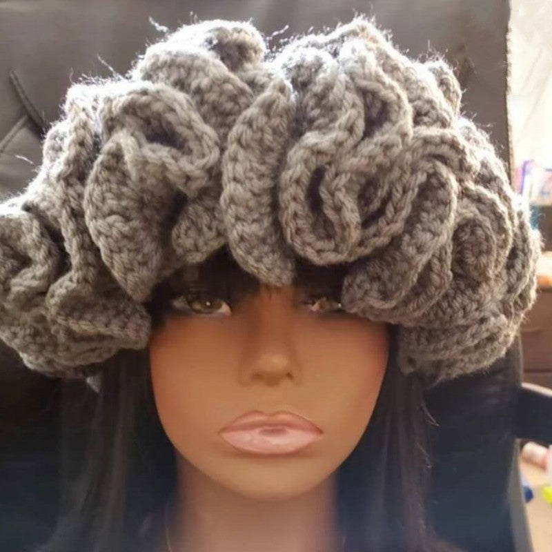 Knitted Lace Bamboo Hat Ruffled Hat Fashion