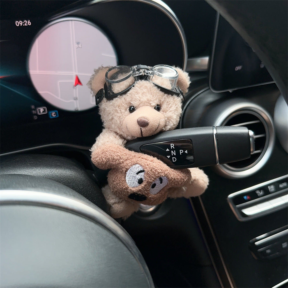 Creative Plush Teddy Bear Cartoon Doll For Car Gear Shift And Windshield Wipers