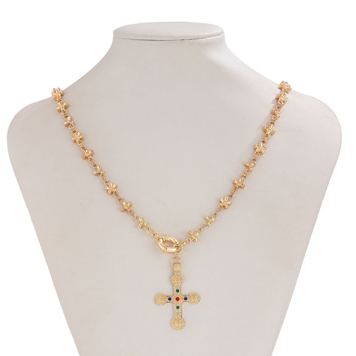 Hip Hop Niche Exaggerated Diamond Studded Cross Necklace