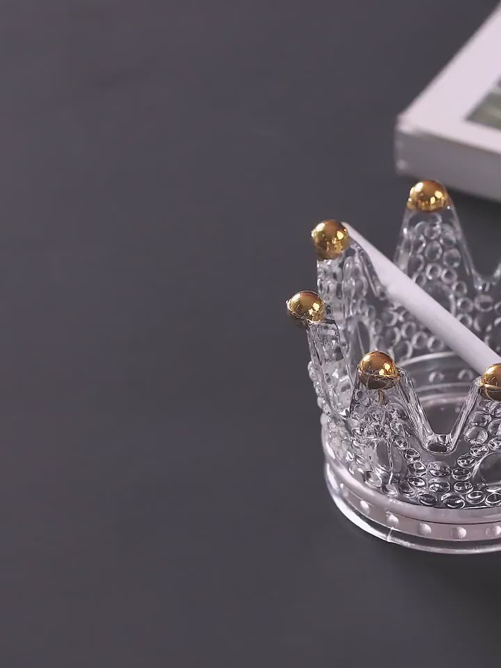 Glass Crystal Golden Crown Candle Holder