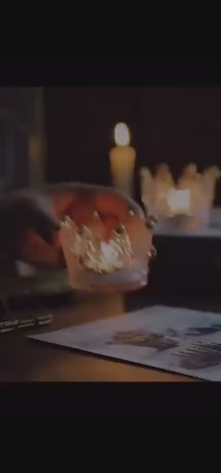 Glass Crystal Golden Crown Candle Holder